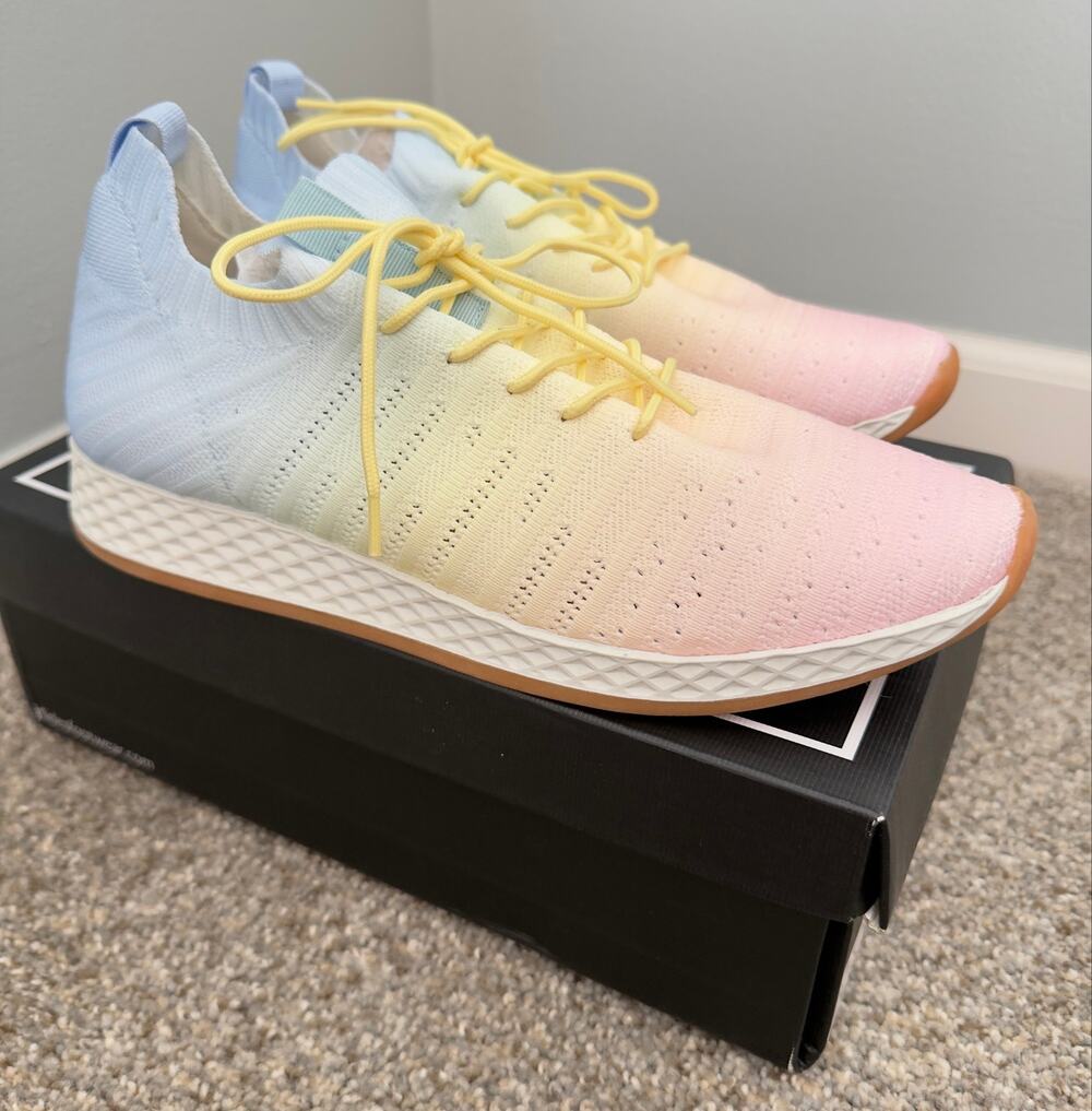 J/Slides Olivera Rainbow Tie Dye Knit Sneakers Women’s - size 9W